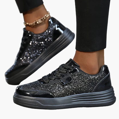 Dame Sneakers med Glimmer Plateau Fritid Trendy Sporty