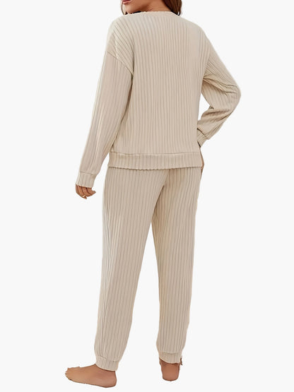 Set Pigiama Donna Lounge Homewear con Design in Maglia – Comodo Outfit Casual per Casa