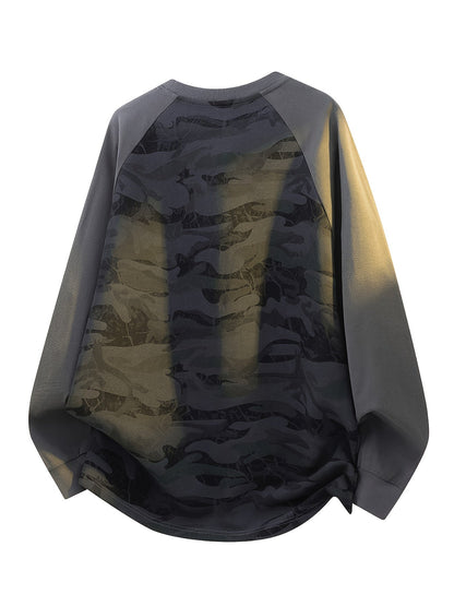 Raglan Langarmshirt im Camouflage-Look, Rundhals-Sweatshirt