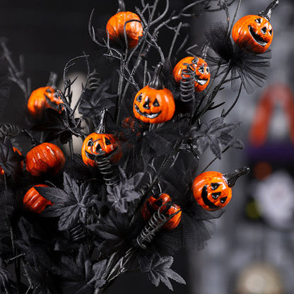 Rami decorativi con zucche di Halloween per decorazioni spaventose di festa e tavolo