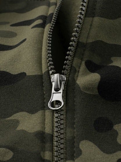 Chándal de hombre de camuflaje, chaqueta con capucha y pantalón, conjunto de dos piezas