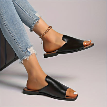 Damen Slip-On Sandalen mit eckiger Spitze – Moderner Sommerschuh für Alltag und Freizeit