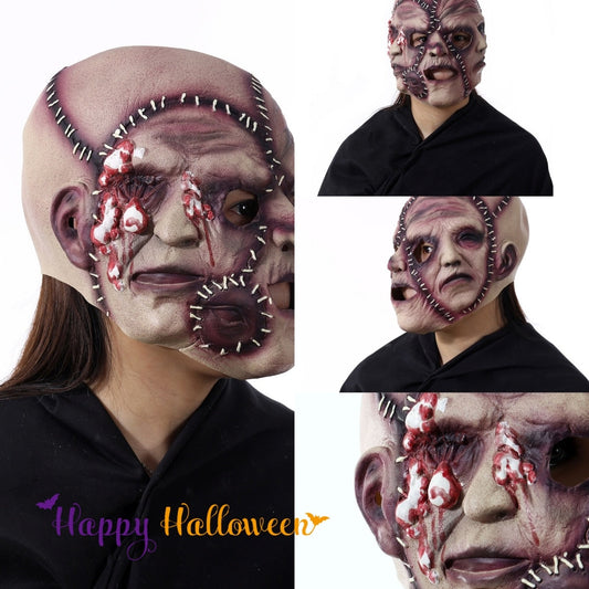 Halloween Trippelansikts skräck latexmask för vuxna – Skrämmande kostymmask för fest & skräckdekoration