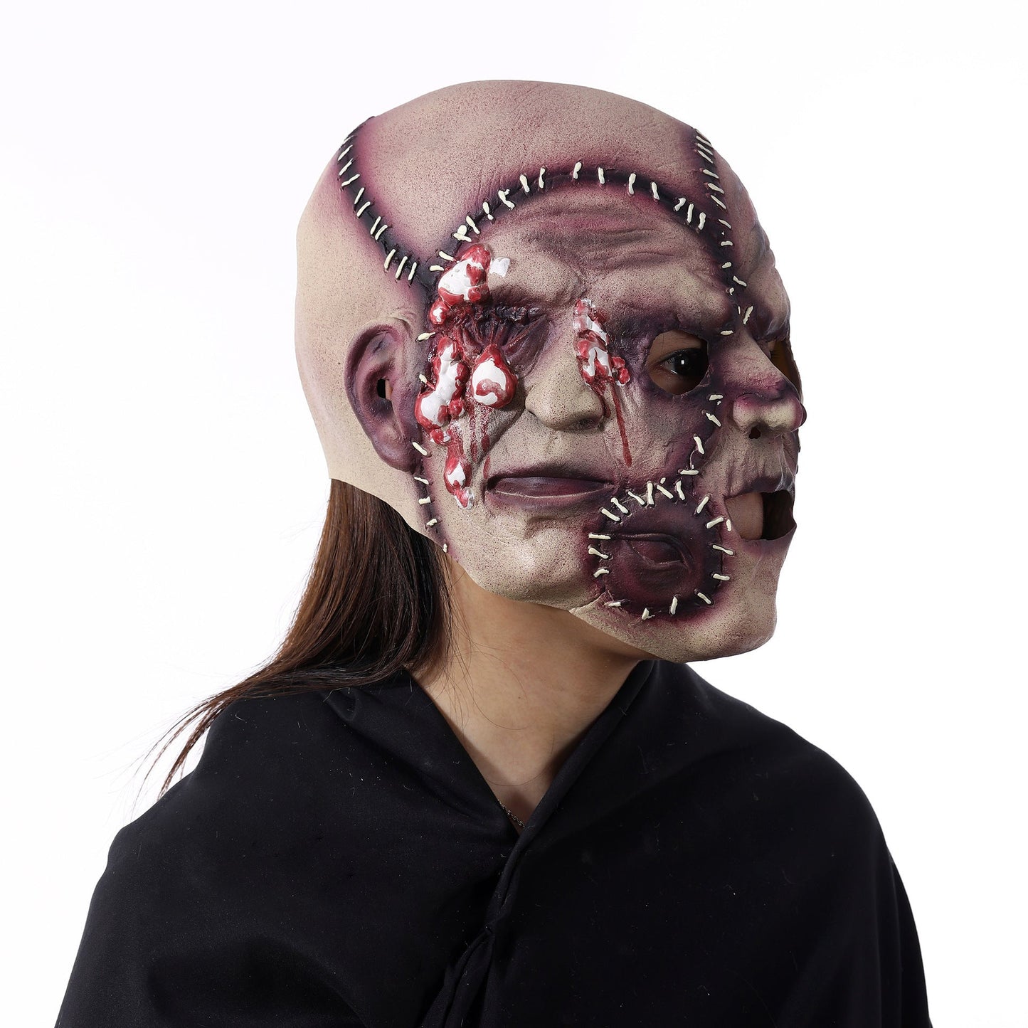 Maschera horror in lattice a tre volti di Halloween per adulti – Maschera costume terrificante per feste e decorazioni spaventose