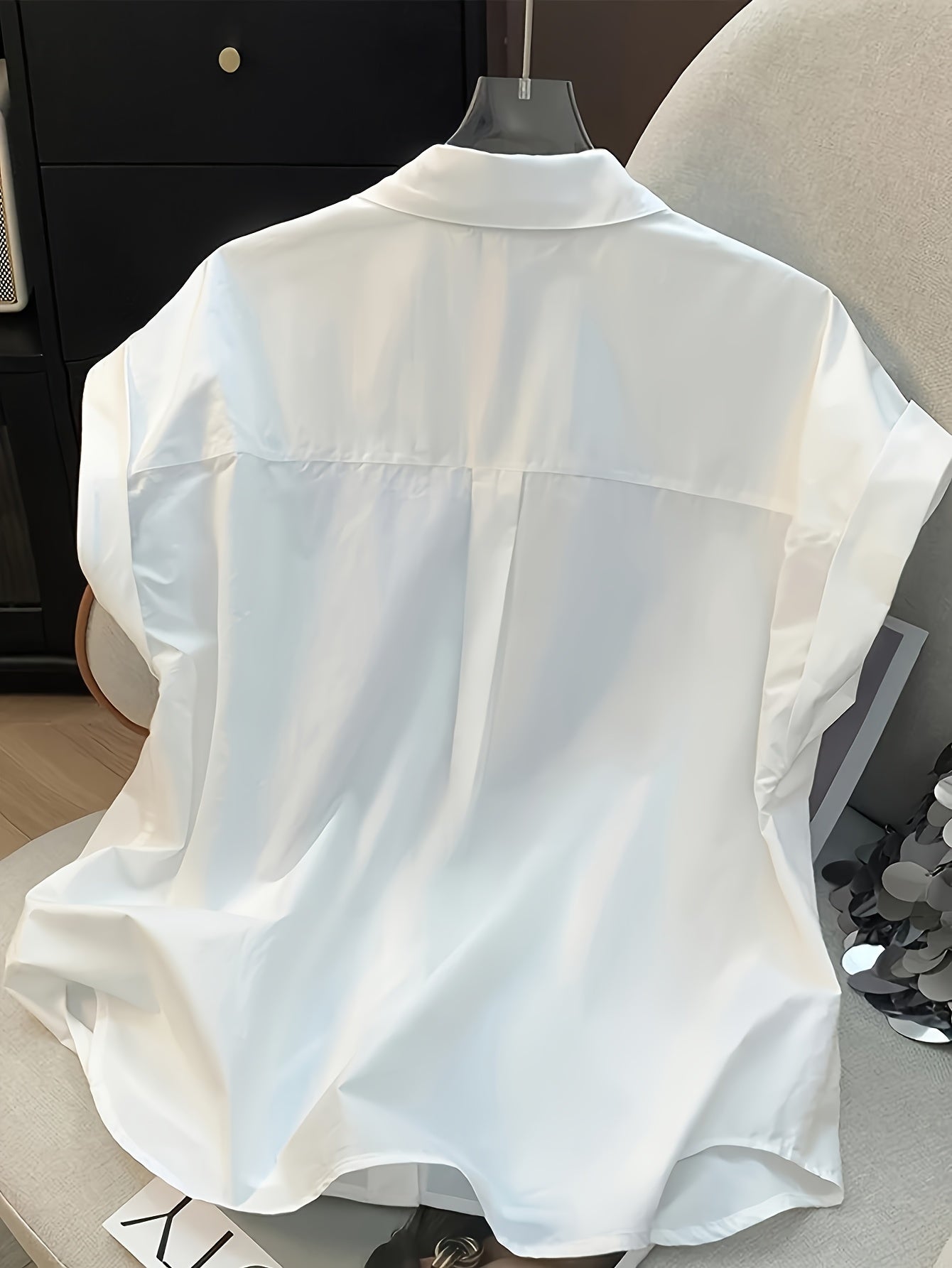 Blusa de mujer moderna de corte relajado, sin mangas, look clásico de negocios – Blusa versátil para oficina y tiempo libre