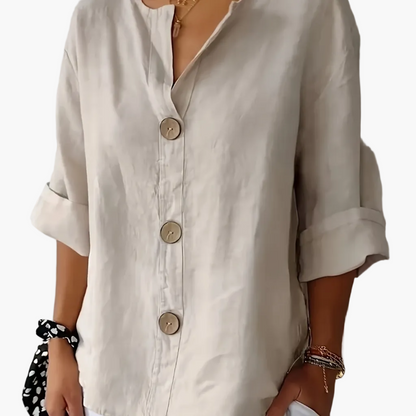 Camicia da donna con abbottonatura e maniche 3/4 – Camicia casual per tempo libero, quotidiano e ufficio