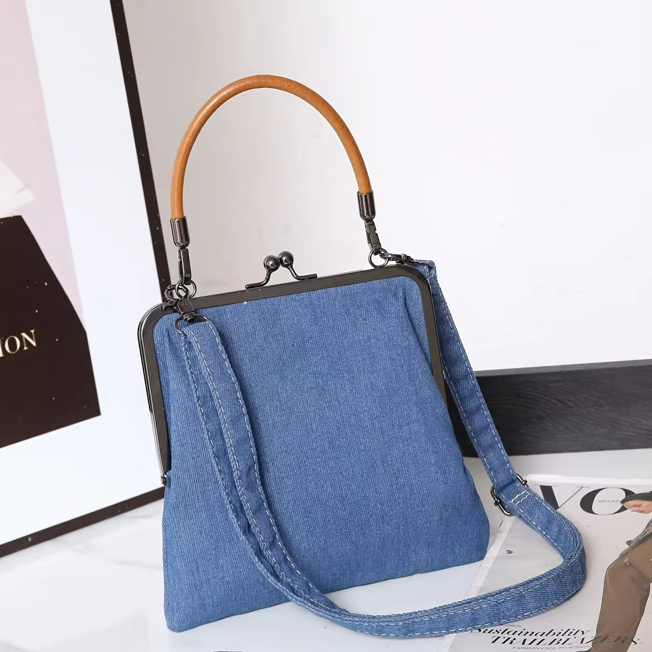 Dam Vintage-Retro Handväska med Lås – Modernt City Bag för Vardag och Utekväll