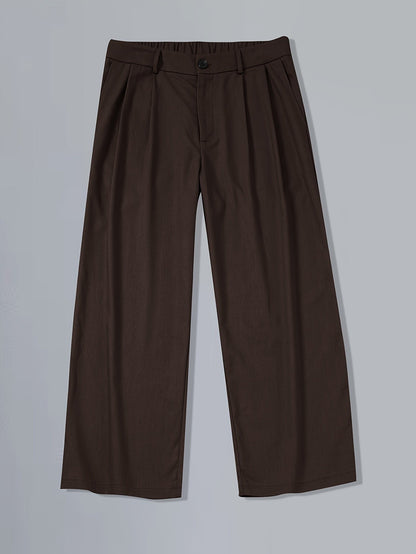 Pantalon plissé à taille large pour homme style vintage – Pantalon élégant pour affaires et loisirs