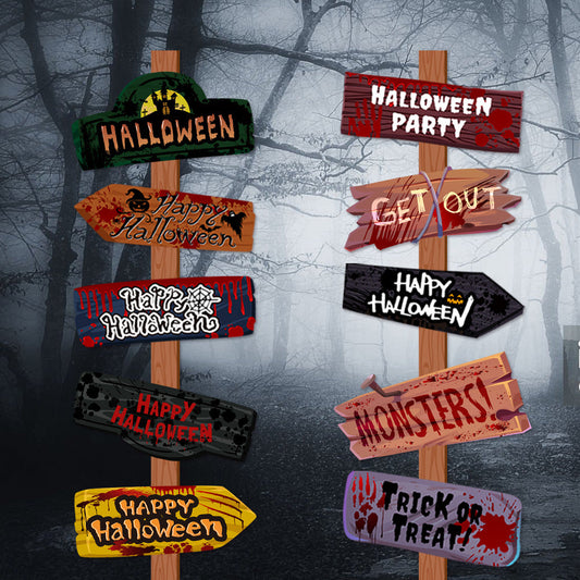 Halloween dekorationsskyltar set för fest och kuslig atmosfär