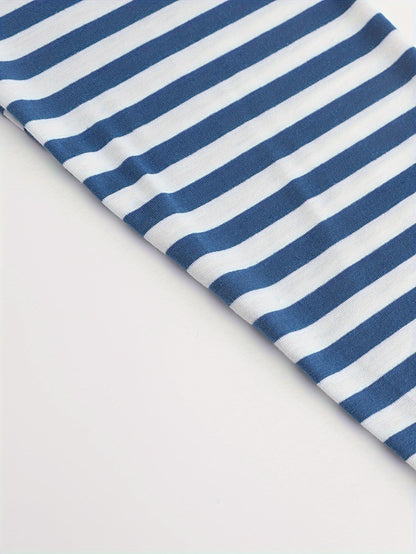 Gestreiftes Langarmshirt Rundhals Casual Blau Weiß