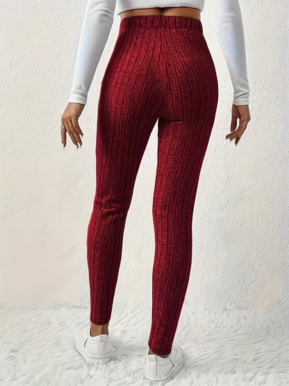 Leggings da donna a coste con vita alta e dettaglio a farfalla