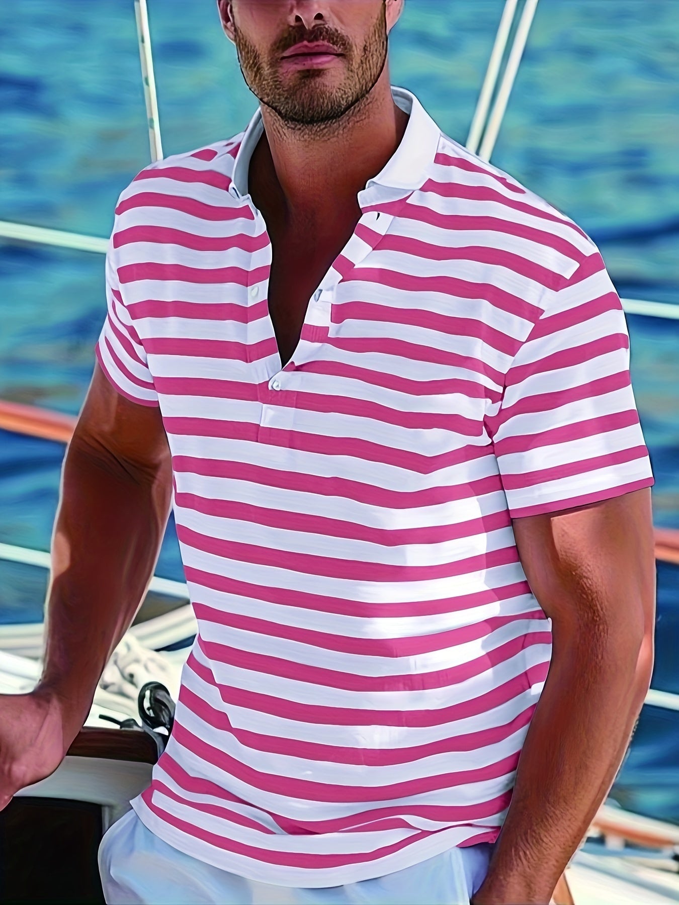 Herren Polo-Shirt mit Streifen – Maritimer Stil, Freizeit & Sommermode