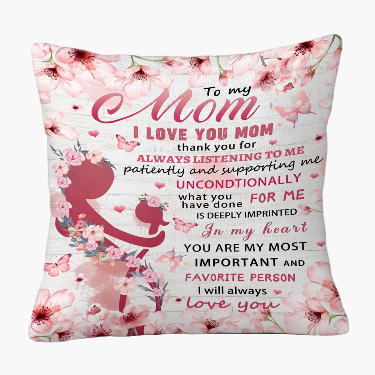 Dekoratives Zierkissen für Damen – Muttertag Geschenk, Wohnzimmer & Schlafzimmer, Florales Design mit Spruch