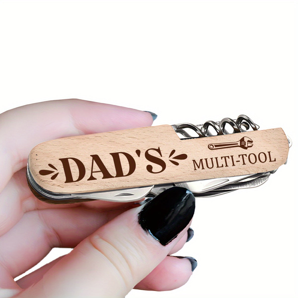 Alsidigt herre-multiværktøj – gave til fædre, graveret "Dad's Multi-Tool", klassisk, ideel til hverdag, camping og udendørsbrug