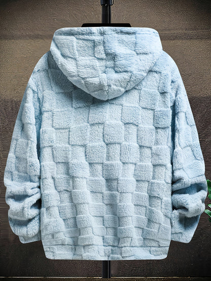Kuscheliger Hoodie mit Karomuster und Stickerei, mit Kapuze