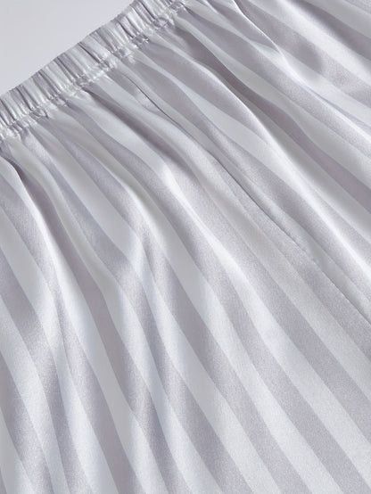 Set pigiama donna manica corta con righe e abbottonatura – Set comodo di biancheria da notte estiva