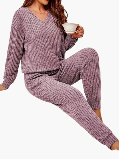 Set Pigiama Donna Lounge Homewear con Design in Maglia – Comodo Outfit Casual per Casa