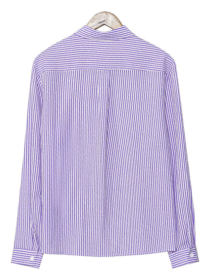 Camicia uomo business casual a righe – Camicia classica a maniche lunghe per ufficio e spiaggia