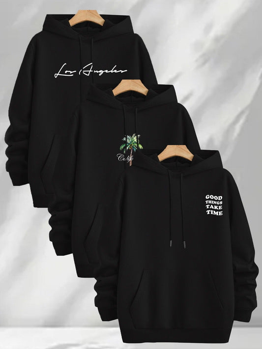 Hoodie mit Kapuze & Kordelzug, Fronttasche, Langarm, verschiedene Designs