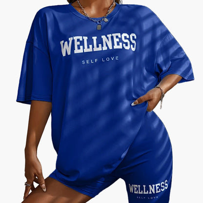 Damen Wellness Lounge Set Oversize T-Shirt & Radlerhose – Freizeit & Self Love Outfit