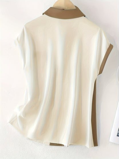 Blusa de mujer sin mangas elegante bicolor verano oficina casual