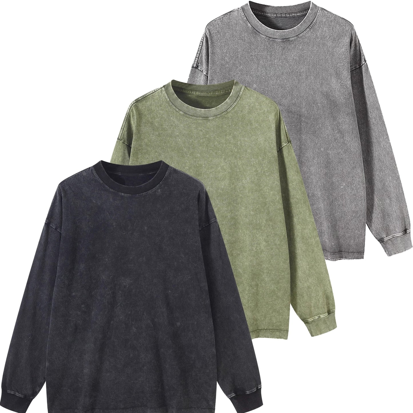 Sweatshirt Acid Washed Rundhalsausschnitt Langarm