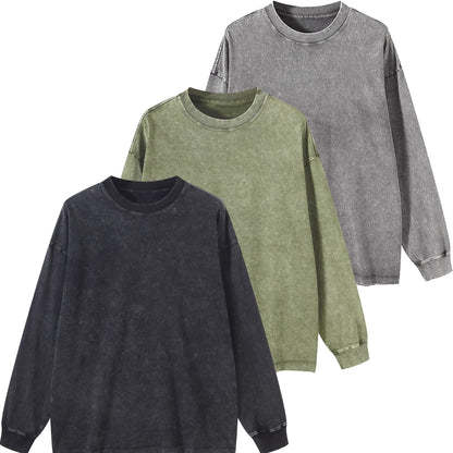 Sweatshirt Acid Washed Rundhalsausschnitt Langarm