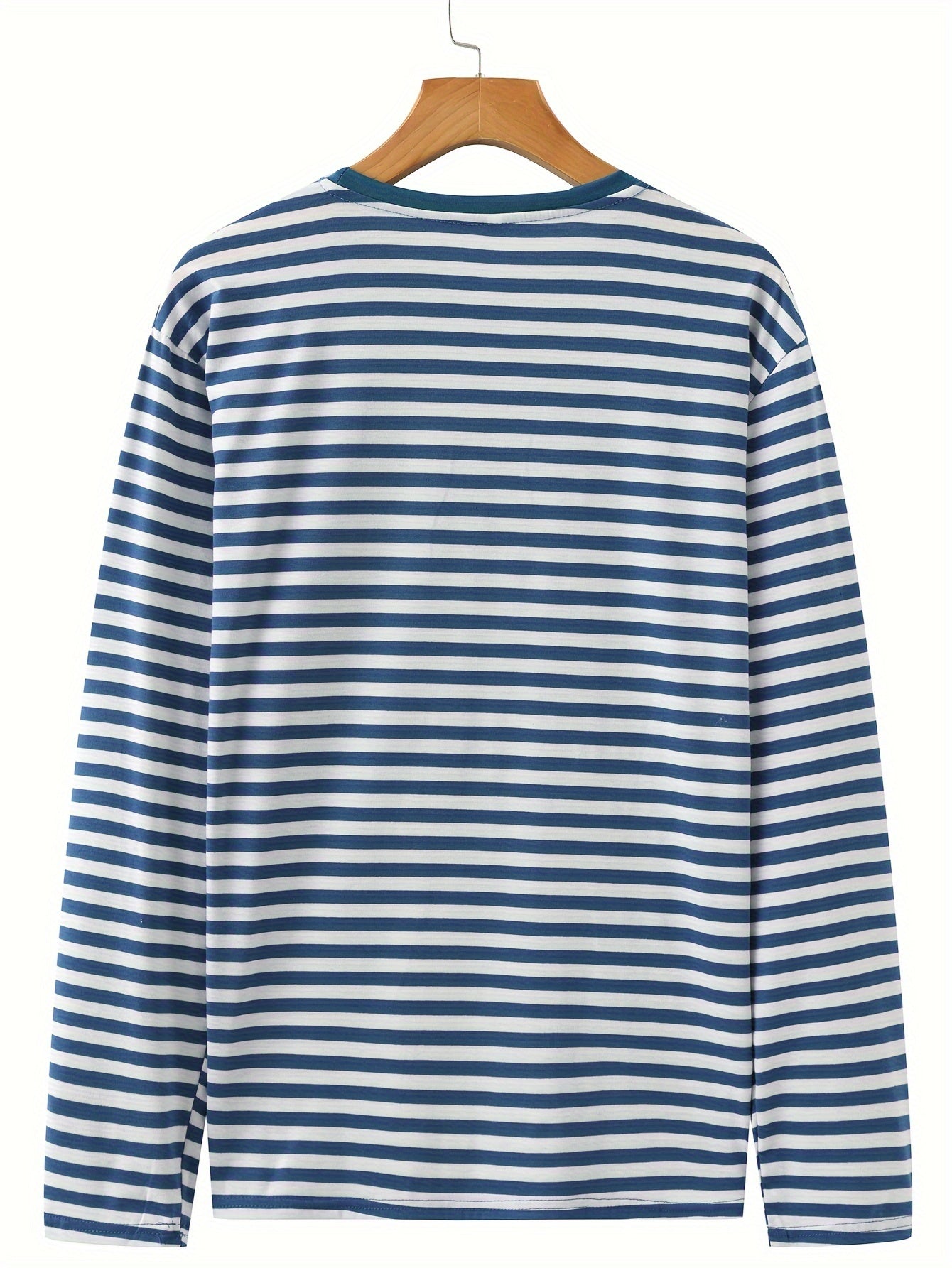 Gestreiftes Langarmshirt Rundhals Casual Blau Weiß