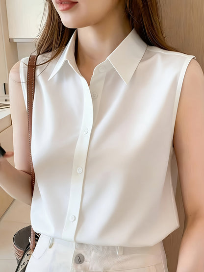 Damen Ärmellose Bluse Eleganter Büro-Look für Frühling und Sommer