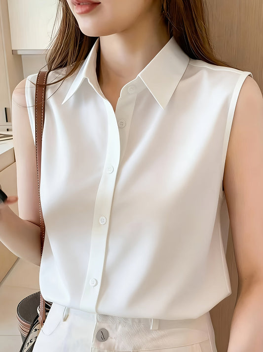 Blusa sin mangas para mujer Elegante look de oficina para primavera y verano