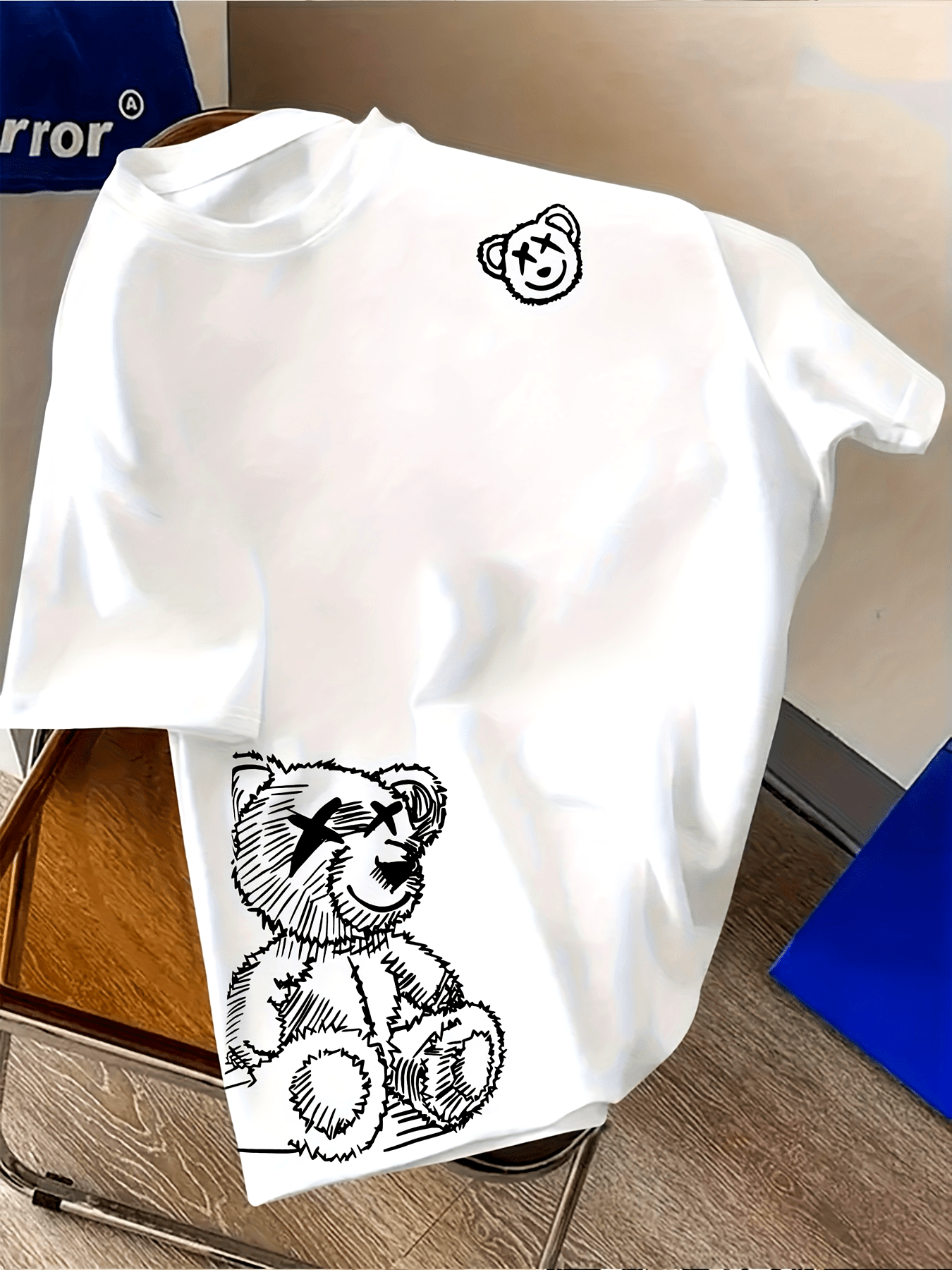T-shirt uomo con stampa artistica di orso e stile streetwear moderno