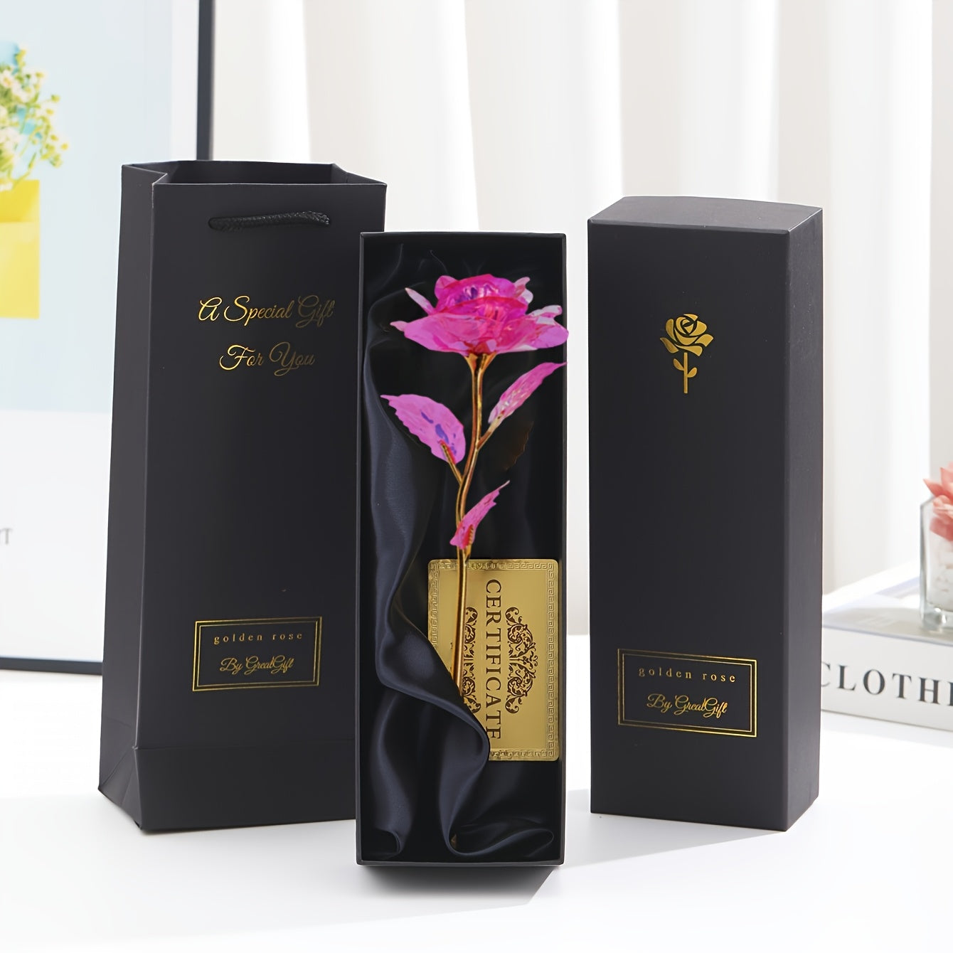 Luxuriöses Geschenk Deko-Rose mit Geschenkbox – Zeitlose Blume für Damen – Perfekt als Liebesbeweis oder Dekoration