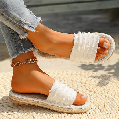 Espadrilles bohèmes pour femmes, pantoufles d'été pour loisirs et vacances