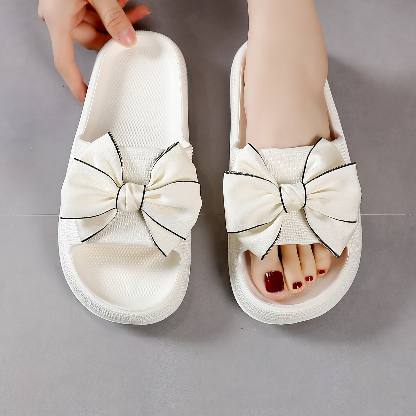 Dames slidesandalen met grote strik – modieuze vrijetijdsschoenen voor tuin, zwembad en dagelijks gebruik