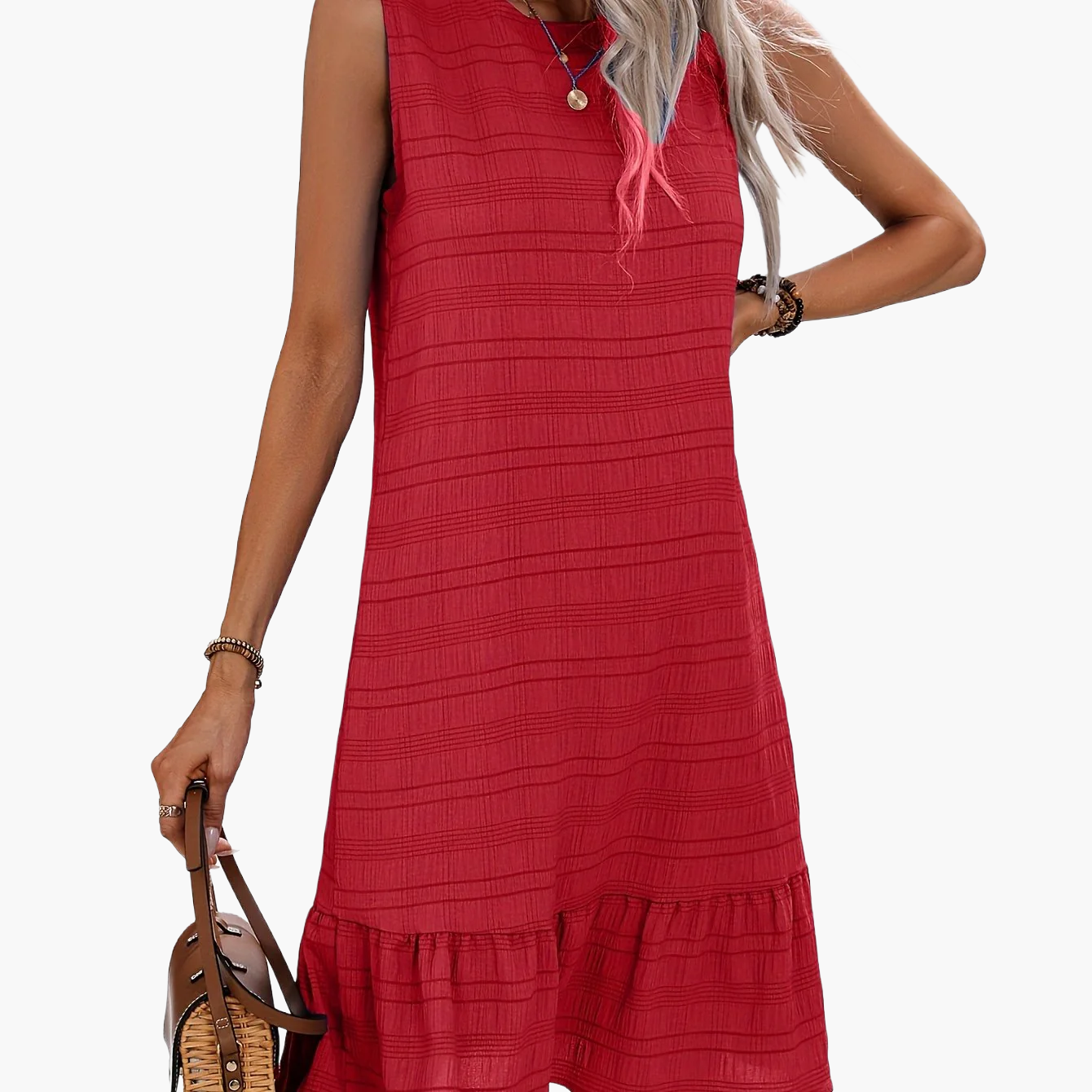 Abito da donna senza maniche con volant – Stile estivo elegante per vacanze e vita quotidiana
