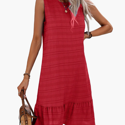 Abito da donna senza maniche con volant – Stile estivo elegante per vacanze e vita quotidiana