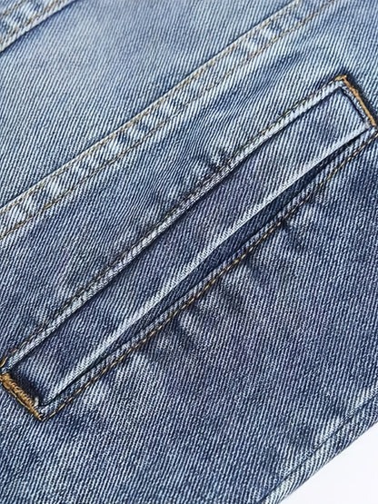 Jeans Weste Herren Denim Ärmellose Jacke Blau Knopfverschluss