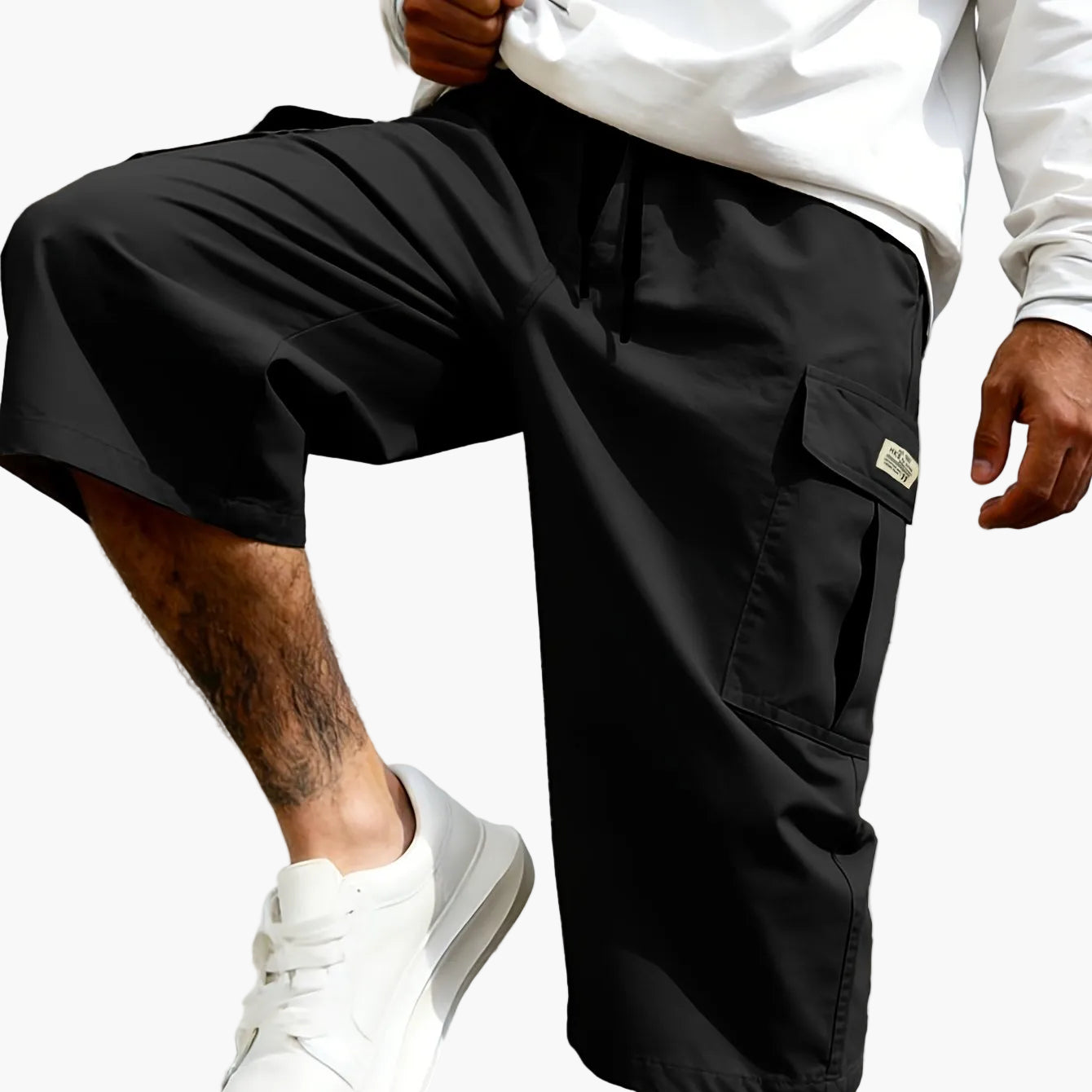 Shorts cargo homme style streetwear, longueur genou, pantalon de loisirs confortable avec poches