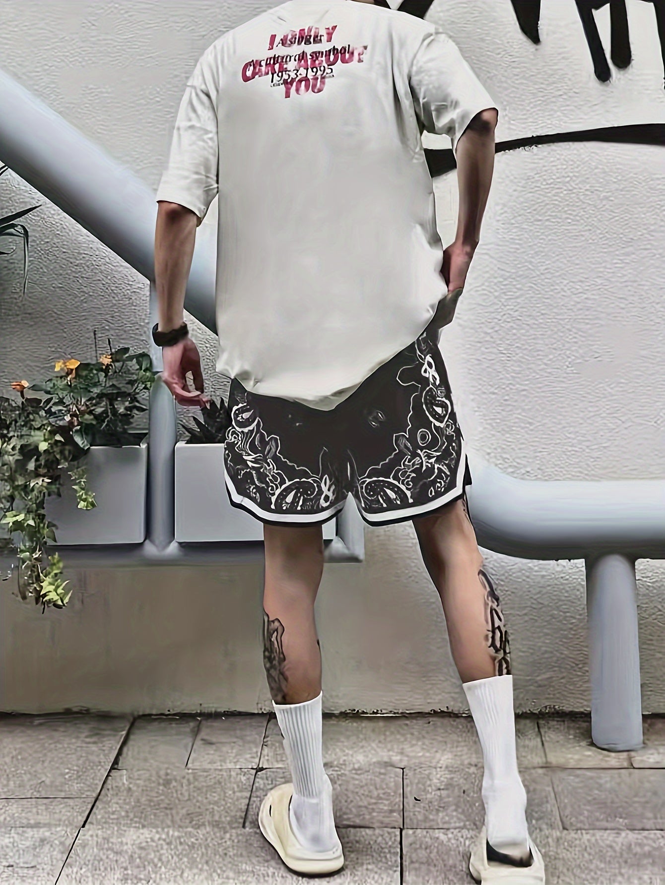 Herren Streetwear Basketball-Shorts mit Paisley-Print und sportlichem Design