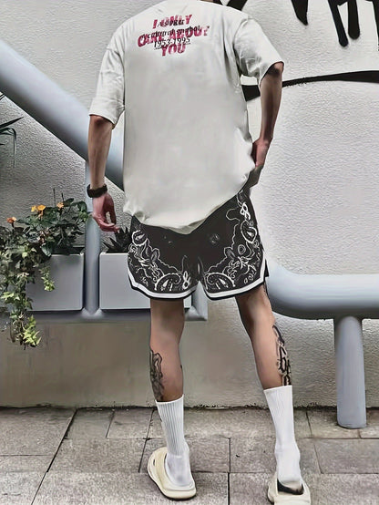 Herren Streetwear Basketball-Shorts mit Paisley-Print und sportlichem Design