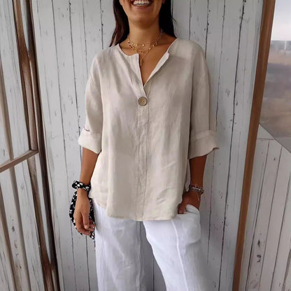 Damen Bluse im lockeren Boho-Style mit V-Ausschnitt – Casual Chic, ideal für Alltag & Freizeit