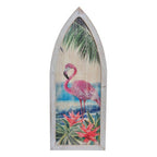 Wanddecoratie hout flamingo tropisch design, wandmontage 103 cm