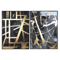 Canvas schilderij polystyreen 103 x 4,5 x 143 cm zwart grijs goud