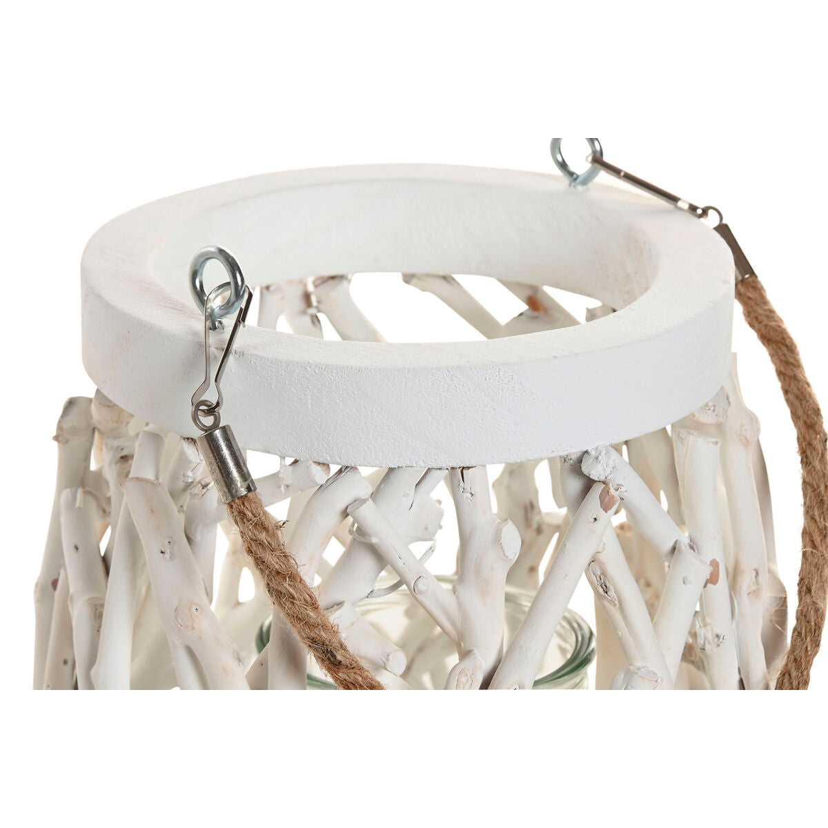 Kaarshouder wit hout en kristal 35 x 35 x 32 cm, set van 2 stuks