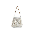 Kaarshouder wit hout en kristal 35 x 35 x 32 cm, set van 2 stuks