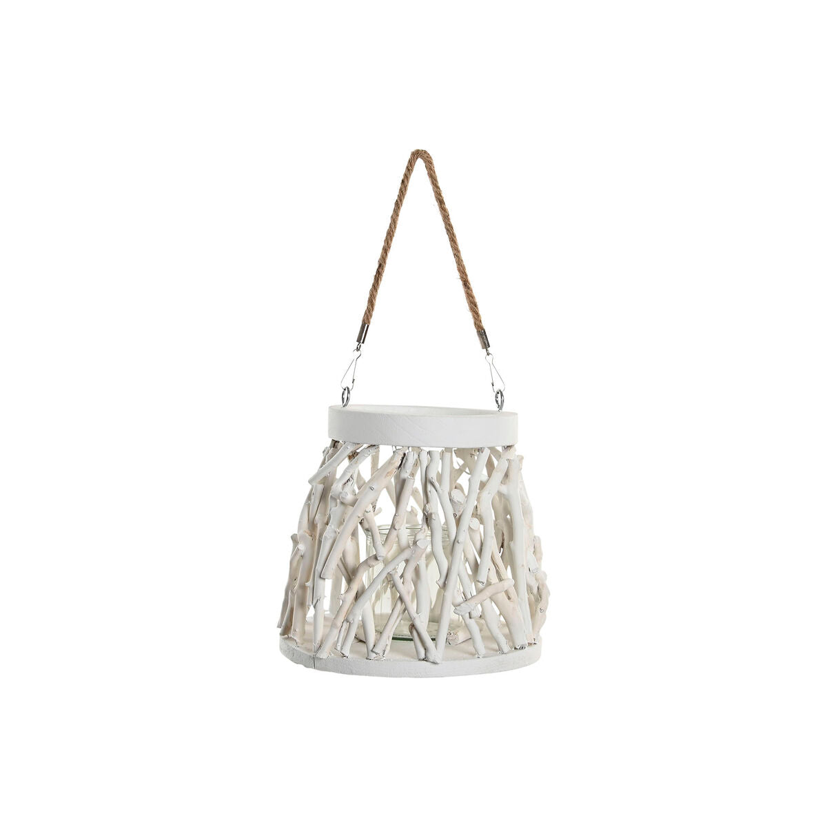 Kaarshouder wit hout en kristal 35 x 35 x 32 cm, set van 2 stuks
