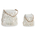 Kaarshouder wit hout en kristal 35 x 35 x 32 cm, set van 2 stuks