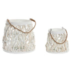 Kaarshouder wit hout en kristal 35 x 35 x 32 cm, set van 2 stuks