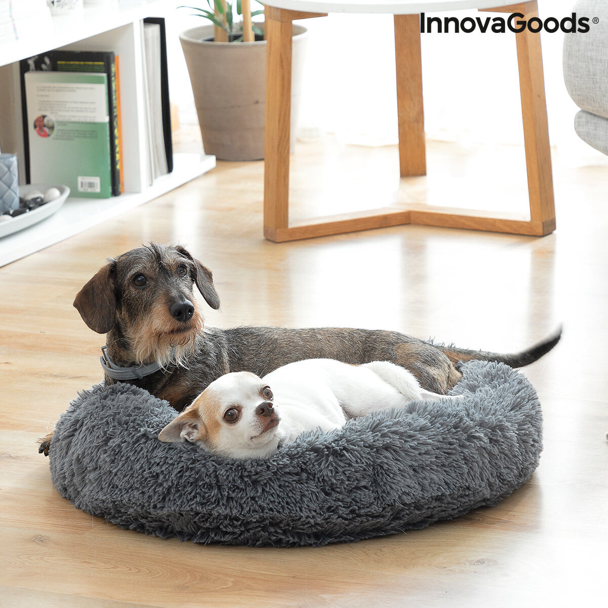 Antistressbed voor huisdieren, rond, Ø 60 x 18 cm, grijs