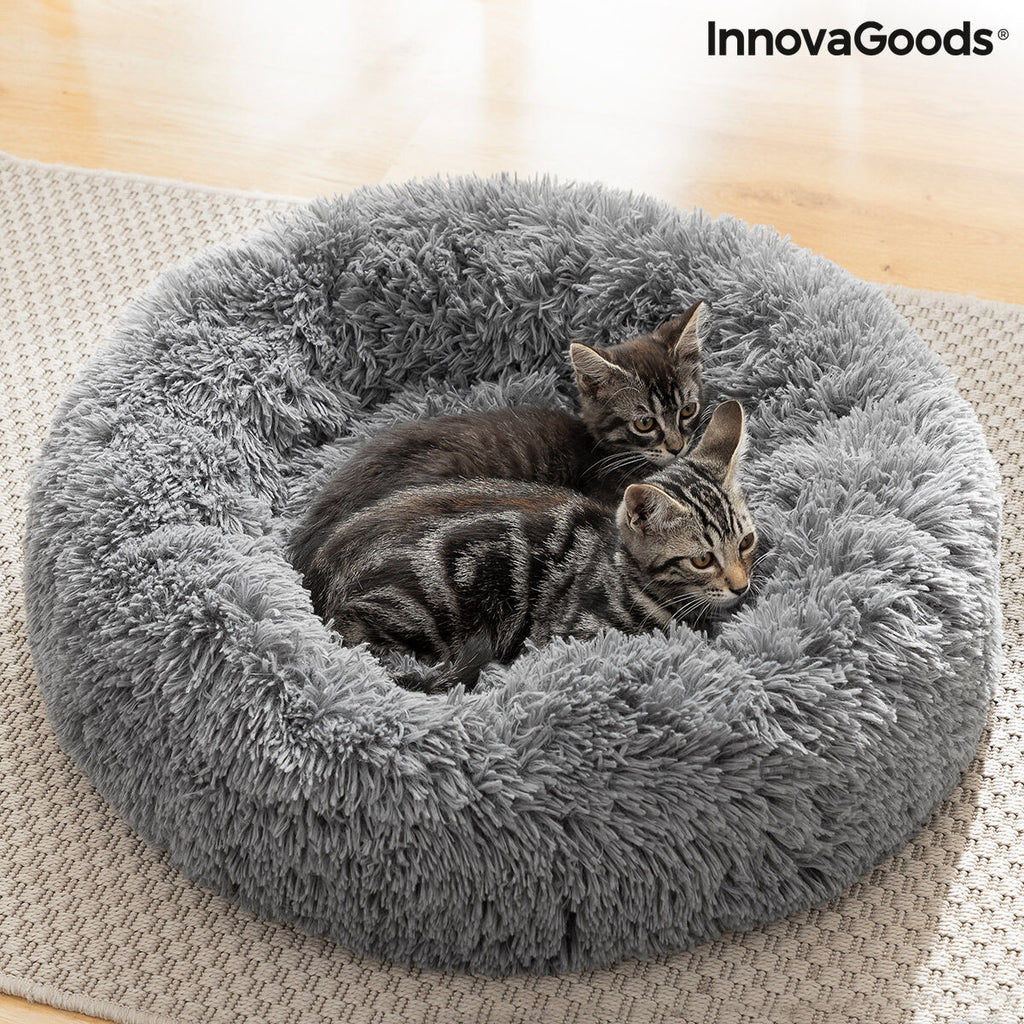 Antistressbed voor huisdieren, rond, Ø 60 x 18 cm, grijs